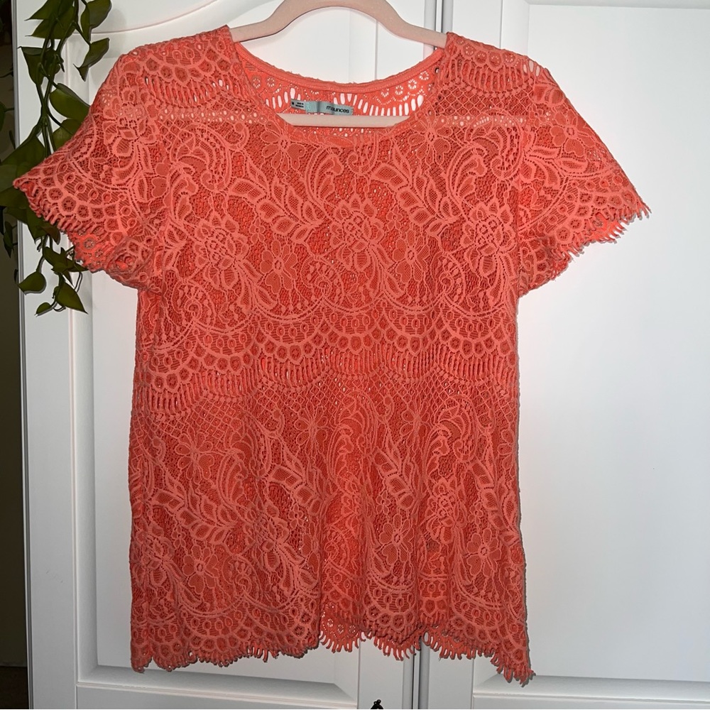 Lace salmon pink shirt